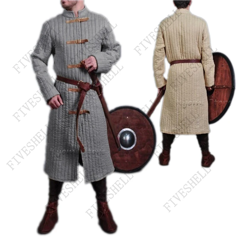 2023 medievale Larp Costume vichingo uomo adulto giacca a collo alto Battle Hero cappotto invernale imbottito pirata Halloween Costume Cosplay