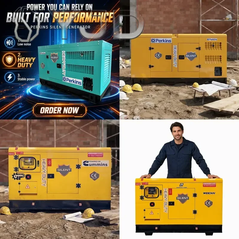 EPA CE Weichai 28kw 50kw 100kw 350kw Leroy Somer Alternator Silent Type Open Frame Generator ATS 1500rpm