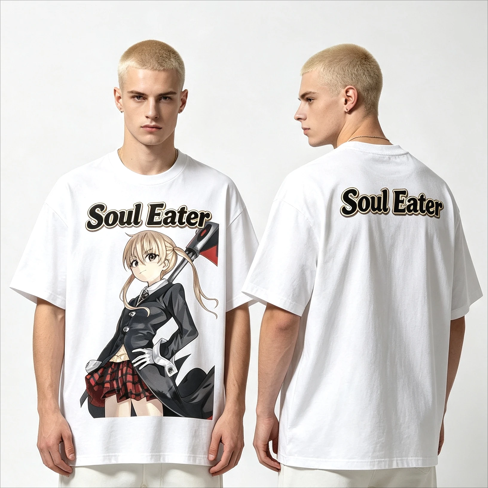 Summer Hot Sale Anime Soul Eater Maka Albarn T-shirt Y2K Unisex Hip Hop Casual T-shirt Gothic Streetwear Oversized Round T-shirt