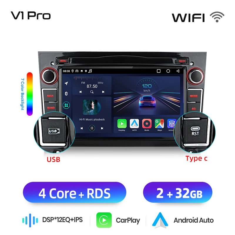 Junsun Draadloze CarPlay voor Apple Android Auto Radio voor Opel Astra Vectra Vauxhall Antara Zafira Corsa Vivaro Meriva BT RDS