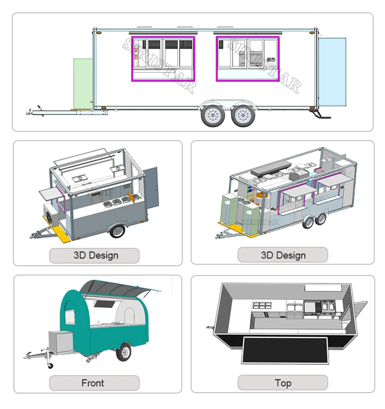 Customizable Color Food Trailer Bakery & Meat Setup Add Cold Beverage Shaker For Ultimate Mobile Kitchen