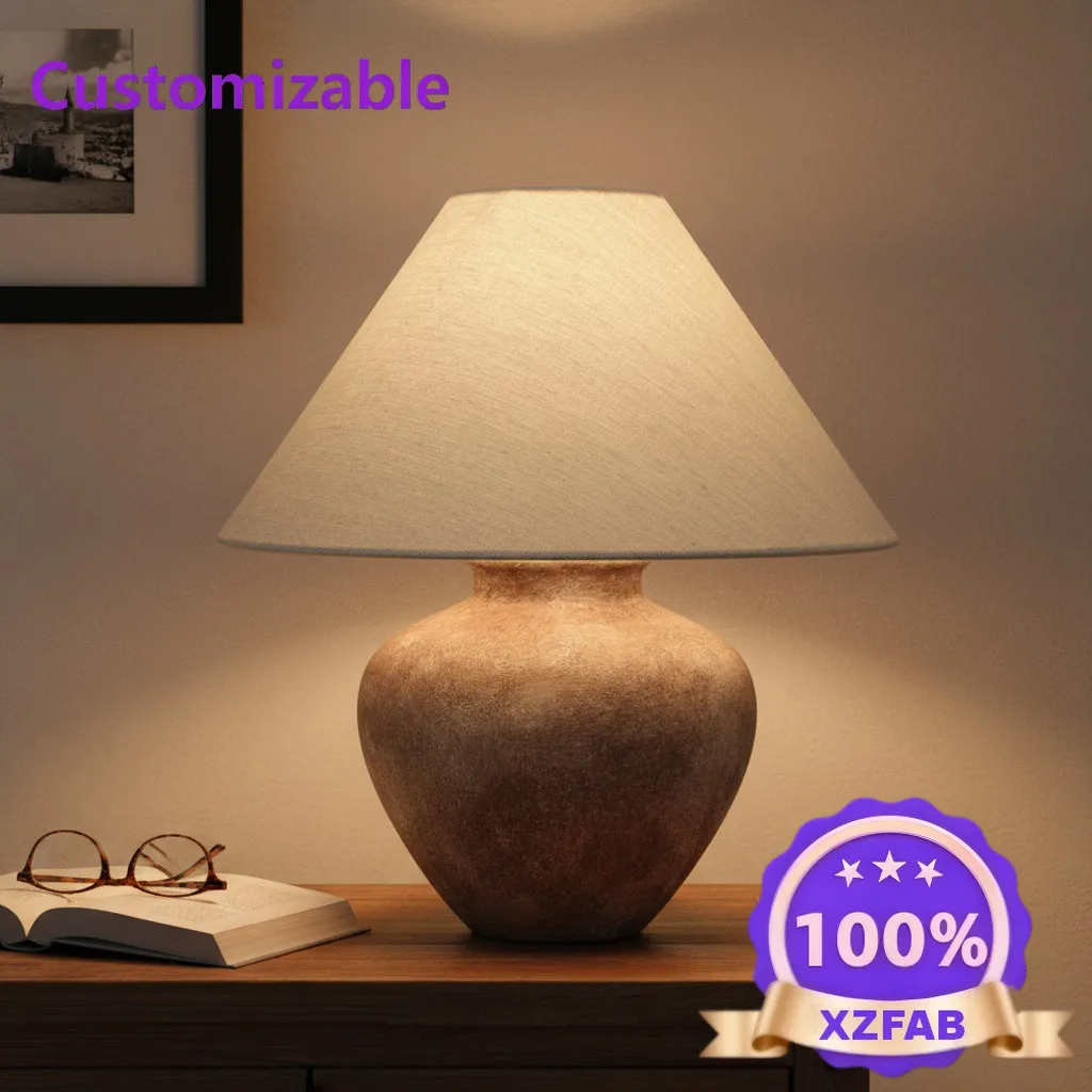 Factory Direct 2026 Vintage Wabi Silent Wind Ceramic Pot Table Lamp B & B Hotel Lighting Japanese-style Living Room Bedroom Beds