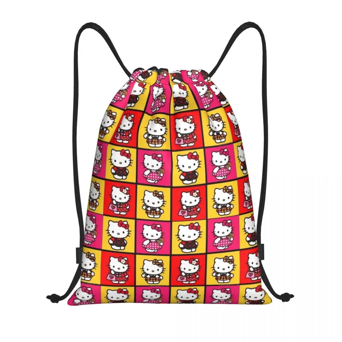 Sac à dos Hello Kitty personnalisé pour hommes et femmes, sac à cordon de proximité, sac de rangement léger pour salle de sport, collage