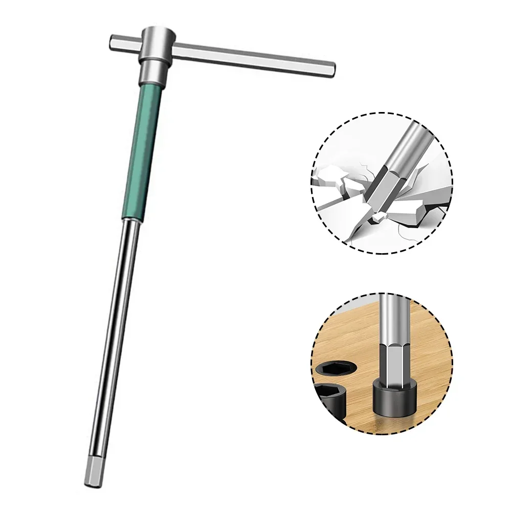 Chave de torque hexagonal tipo t, 8 peças, oficina mecânica, ferramentas manuais, rotativa de alta velocidade, haste deslizante hexagonal, chaves de