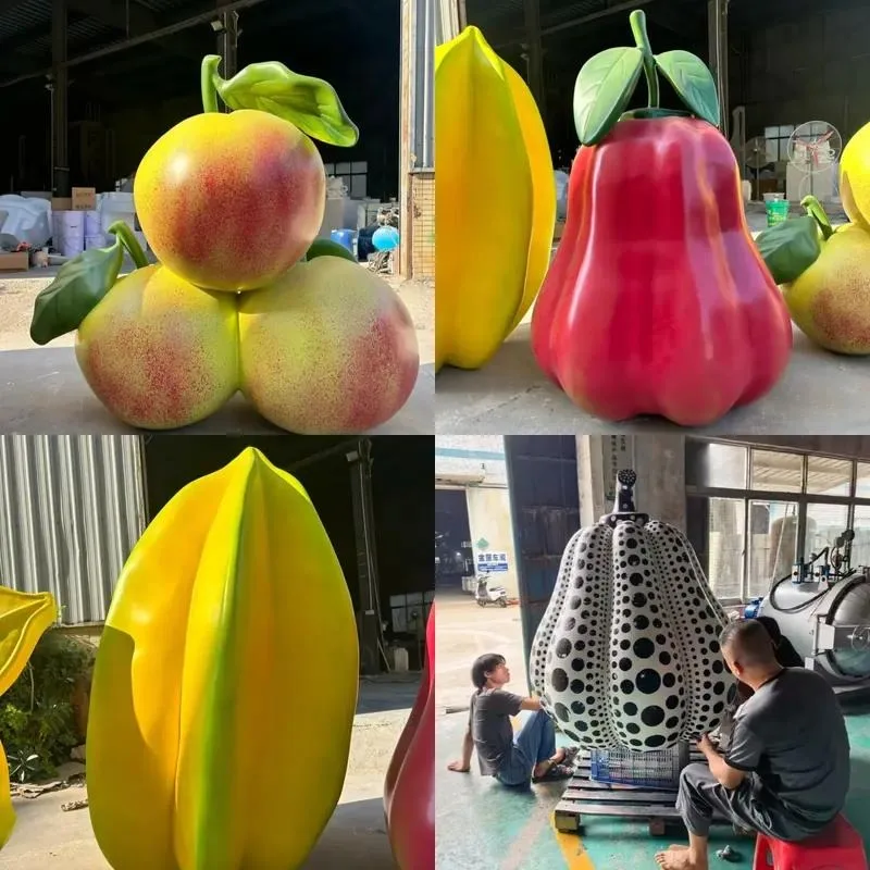 2 Meter Giant Fiberglass Tropical Fruit Sculpture Set Outdoor Park Mall Thanksgiving Chinese New Year Decoration