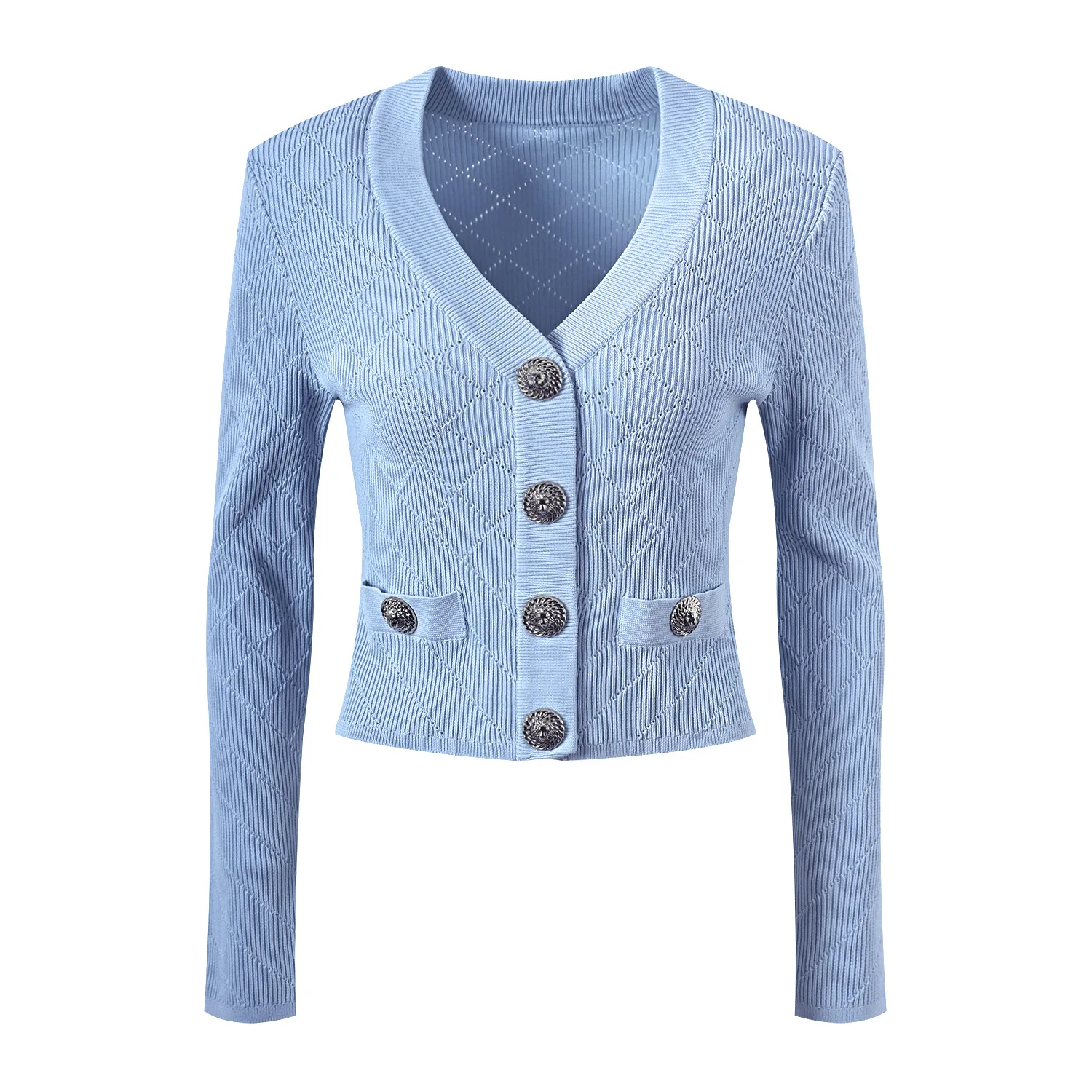 

Ele Paris Sle V-Ne Эластичный утягивающий вязаный кардиган на одной пуговице Высококачественная версия женской Faion Sweet Sle