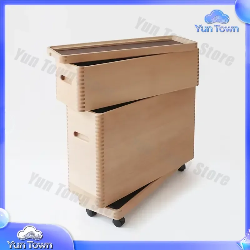 Narrow Slim Storage Cabinet Box Set for Living Room 3-Tier Rolling Container with Wheels for Home Office Organization Storage