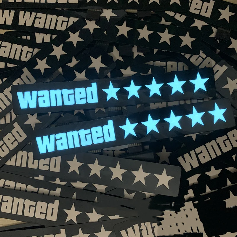 5 Sterne gesucht LED-Fensteraufkleber, lichtemittierende Windschutzscheiben-Glühpanel, dekorative Markierungslampe, blinkende Lichter, Autozubehör