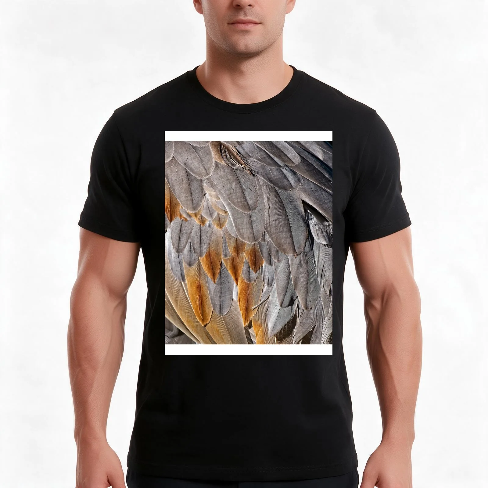 Sandhill Crane Feather Detail 1 T-Shirt Summer Casual Cotton Tee Oversized Streetwear Tops Vintage Graphic Print 100% Cotton