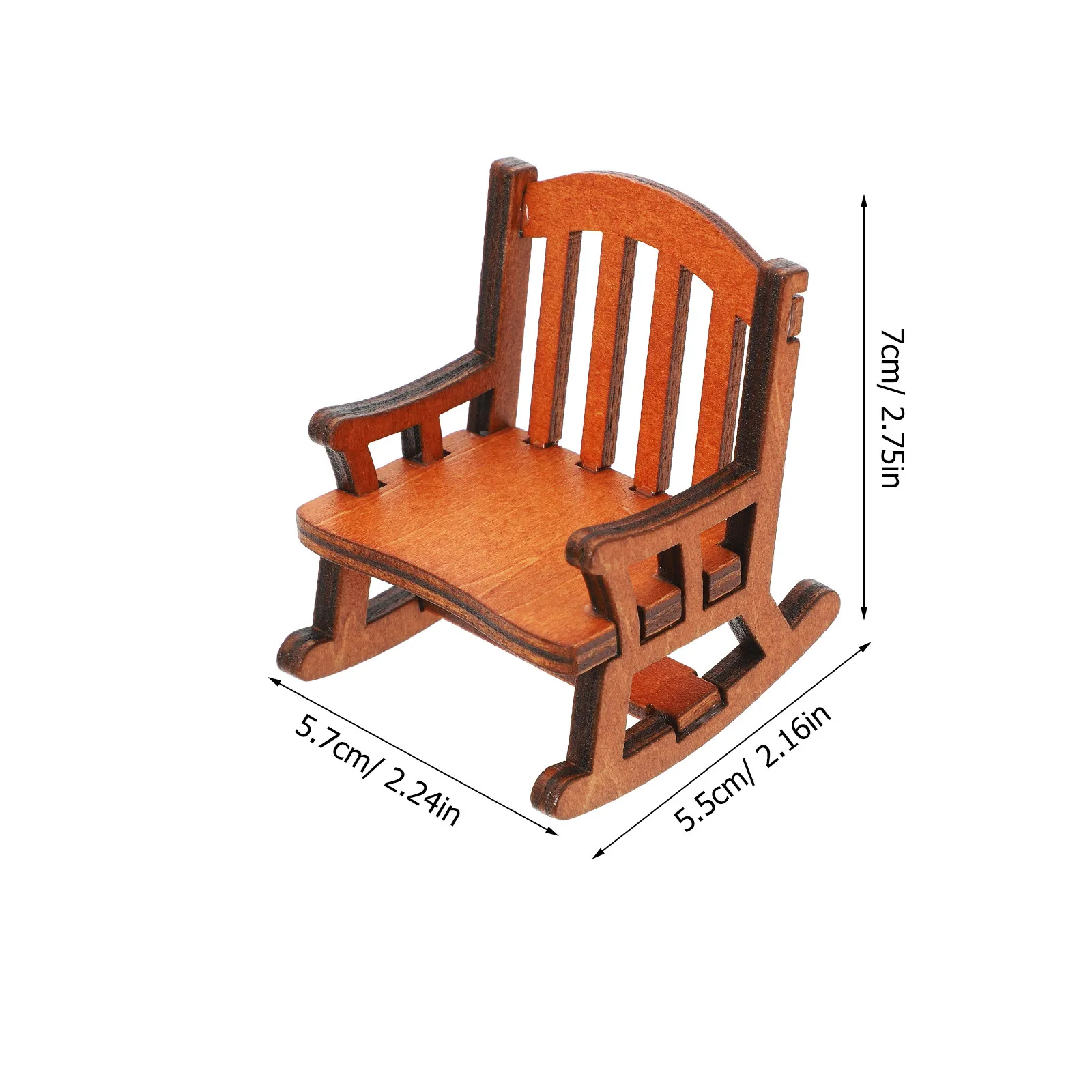 1Pcs Mini Wooden Rocking Chair Retro Style Home Decoration Dollhouse Furniture Mini Rocking Chair Ornament for Micro Landscape