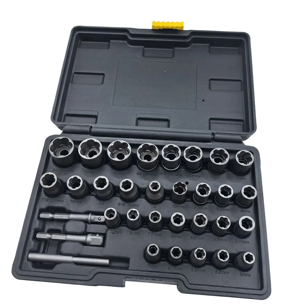 

Innovative 32 Pcs Bolt Extraction Kit Designed for Easy Handling of Damaged Fasteners with Functional Adapter Tools