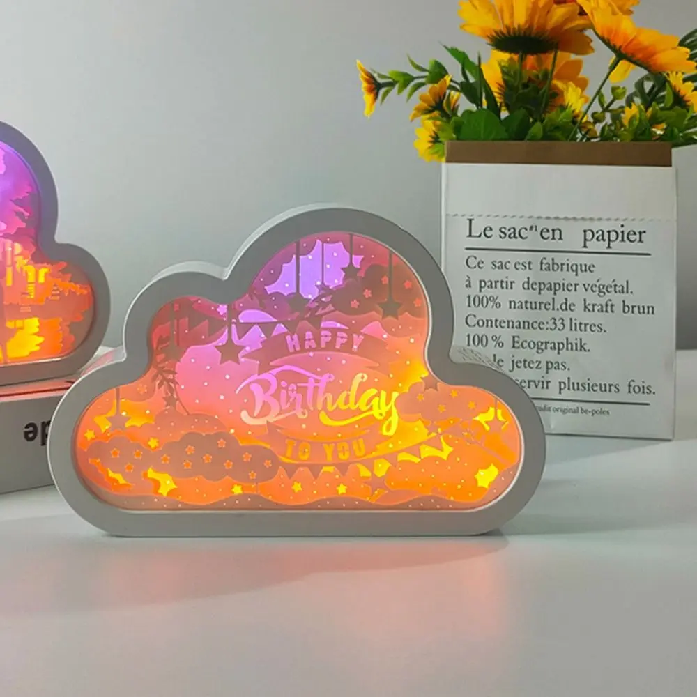 Bonito forma nuvem luzes decorativas noite, quente colorido quarto abajur, criativo 3D baixo alimentado