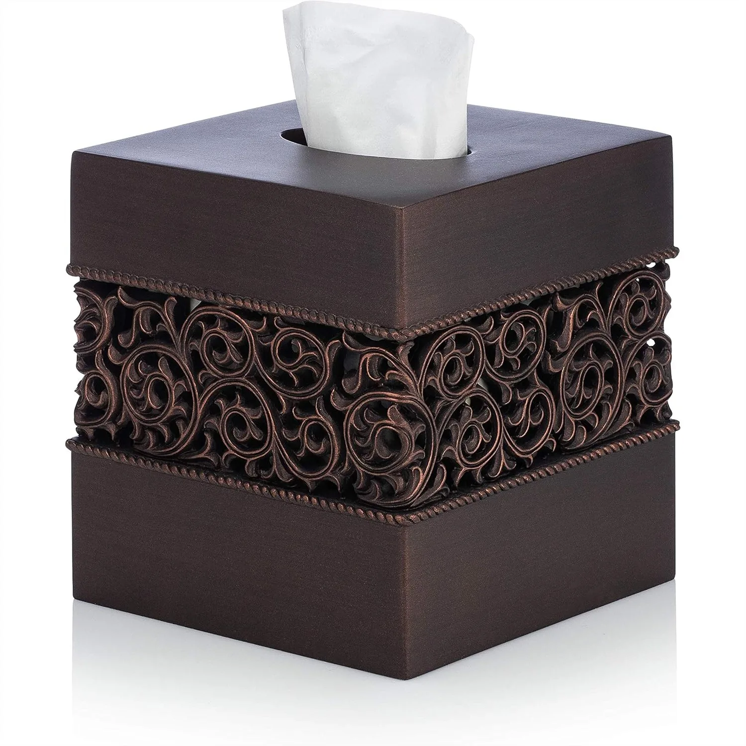 

Bronze Square Tissue Box Cover for Bathroom Vanity Counter Tops, Great for Bedrooms and Living Rooms