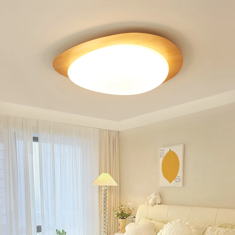 Minimalist Bedroom Light LED Nordic Ceiling Light Medium Antique Walnut Color Bedroom Book Room Balcony Light Retro