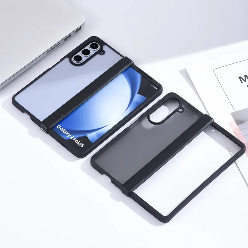 

Black Transparent Full Cover Phone Case for Samsung Galaxy Z Fold 6 5 4 3 Protective Back Cover for ZFold4 ZFold5 ZFold6 Case