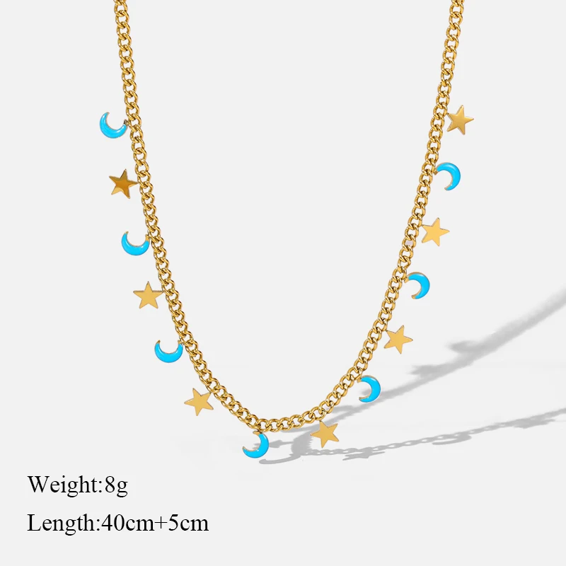 EILIECK 316L Stainless Steel Simple Cute Multip Stars Necklace For Women Chain Choker Necklace Trend Fashion Jewelry Girls Gift