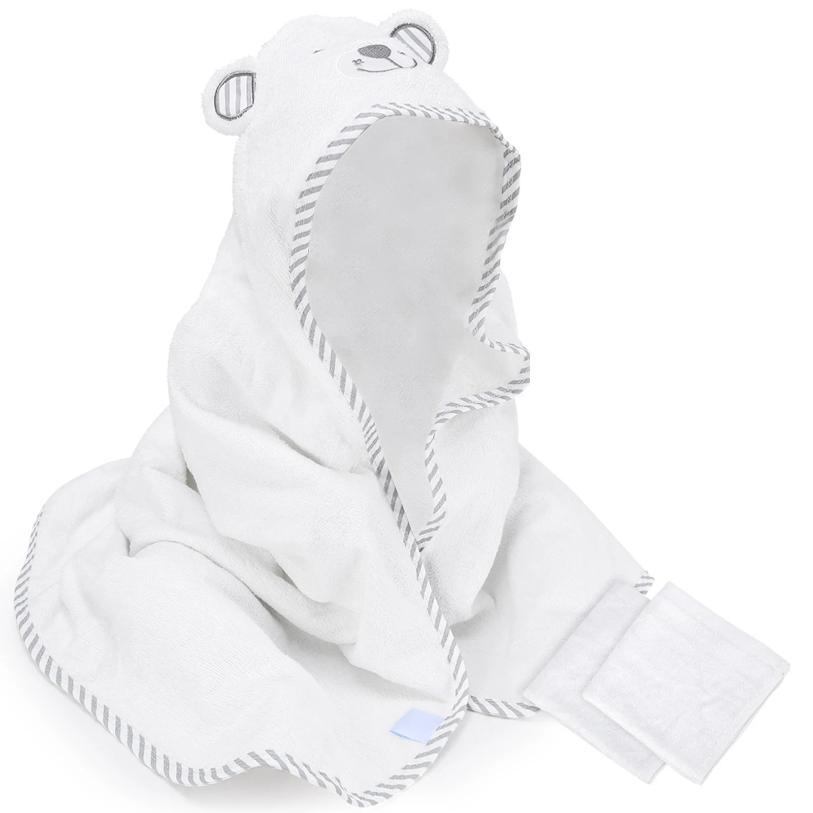 

Kisdream Hooded Towel Organic Bamboo Fiber Baby Bath Towels Bear Embroided Handkerchief Soft Nature Towel for Toddlers Super