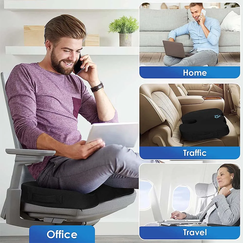 Gel Enhanced Seat Cushion Non-Slip Orthopedic Gel & Memory Foam Coccyx Protect Cushion for Office Chair Car Seat Cushion