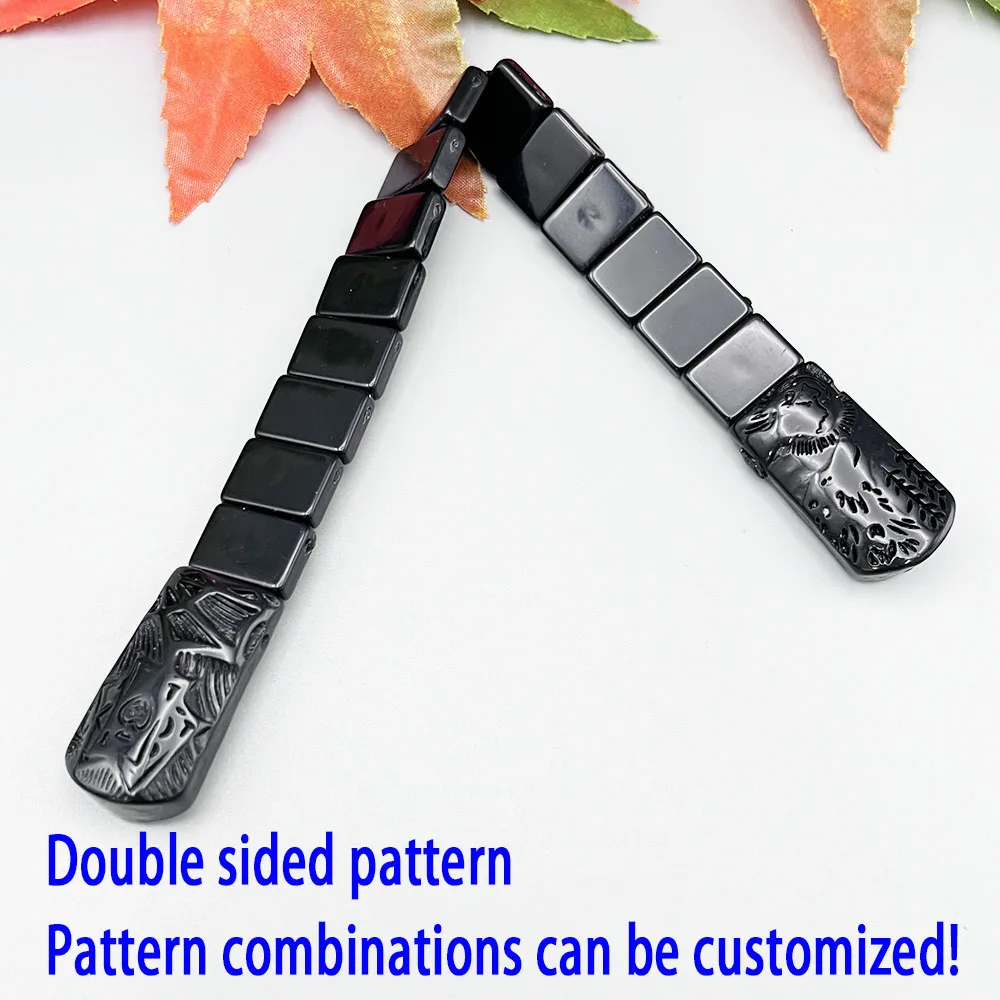 NJ106 الوردية الأسود الذئب رئيس القمر مشاهدة نافذة الحديد بوكر ثلاثية الأبعاد مجسمة الراتنج الإصبع للطي الوجه مجوهرات الإجهاد الإغاثة #4