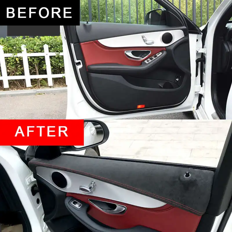 Custom in Alcantara Car Doors Panel Upper Cover for Mercedes-Benz C-Class C200 2016-2020 Accessories Car-Styling Modification