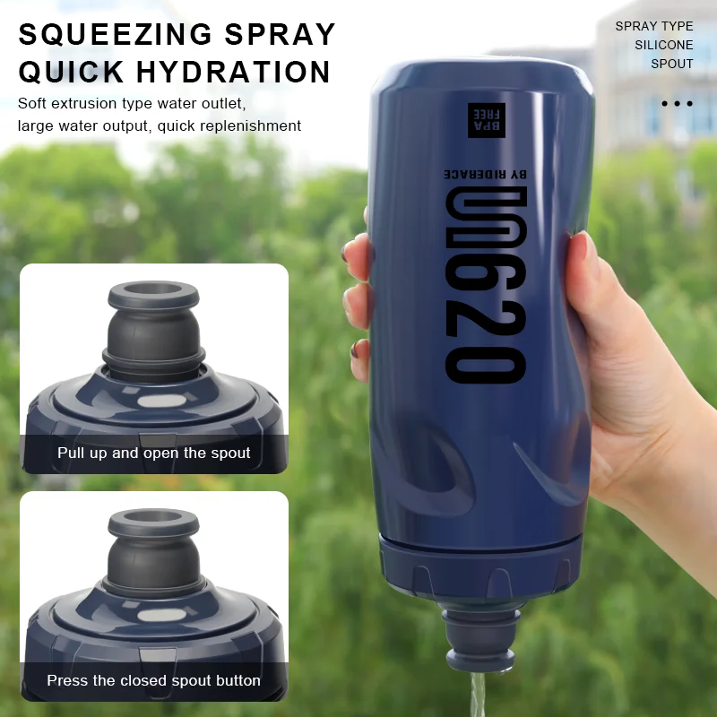 RIDERACE Fahrradflasche Tragbarer Fahrradbecher Fahrrad-Wasserflasche 620ML PP5 BPA-FREI Outdoor Laufen Klettern Sport Quetschbecher – Detail 11