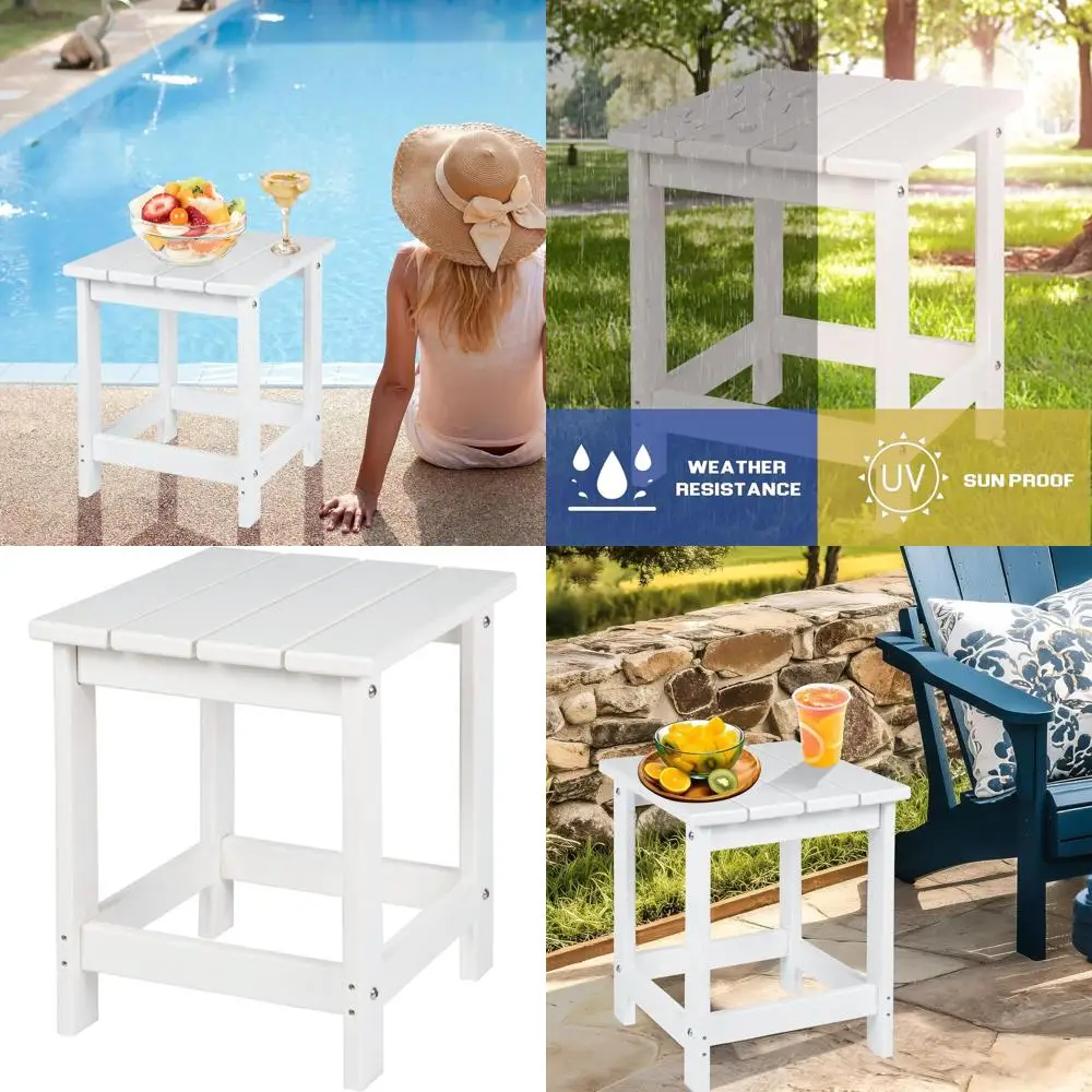 

Садовый композитный столик для патио - устойчивый к непогоде, простой в уходе, подходит для бассейна и заднего двора, белый