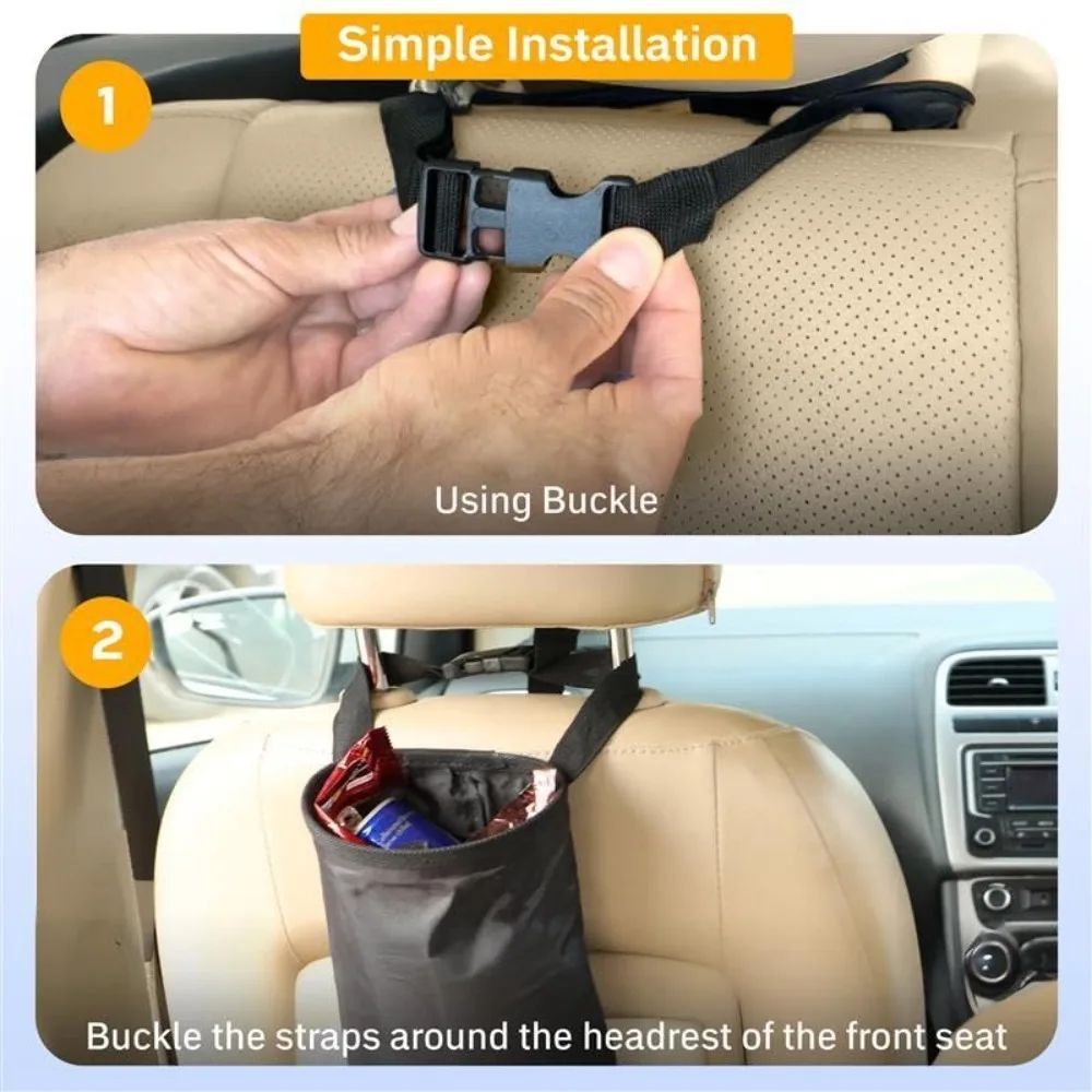 Universal Car Garbage Bag Back Seat Headrest Litter Trash Can Oxford Cloth Hanging Storage Holder Rubbish Container Waste Bin view 3