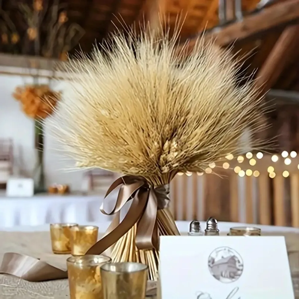 50pcs Natural Dried Wheat Stalks Rustic DIY Craft Dry Wheat Spikes Elegance Dried Flowers Holiday Festival Decoration