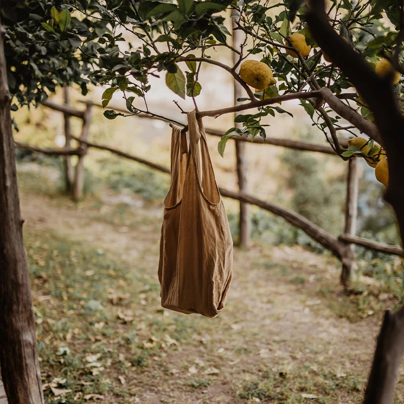 Bolsa de algodão e linho, bolsa de ombro simples de lona, sacola de compras portátil, grande capacidade, proteção ambiental, armazenamento