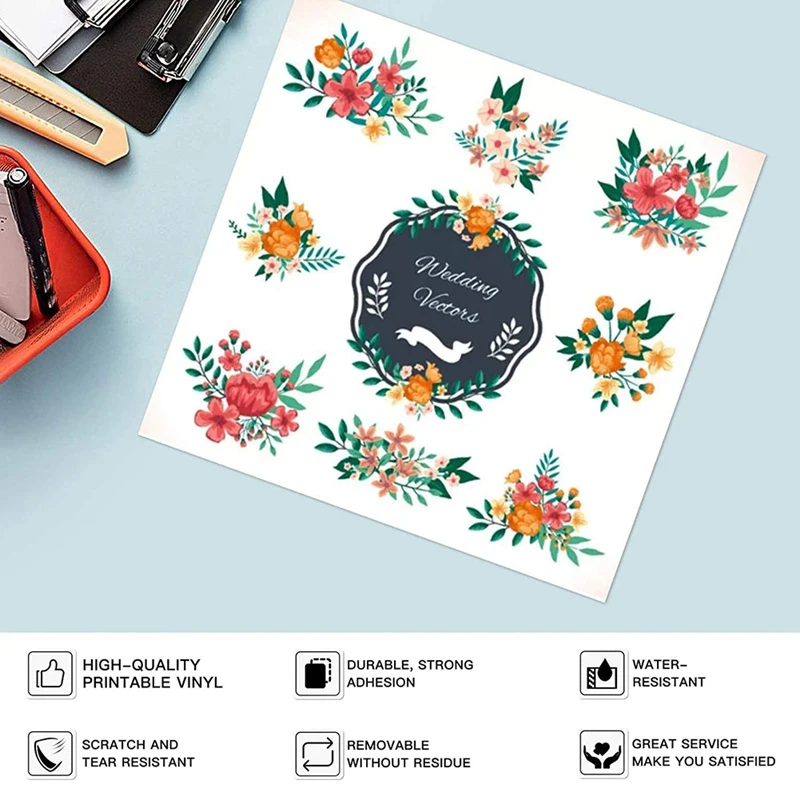 Printable Decal Paper, 50 Pieces Clear Printable Water Slide,For Ink Jet Printer High Definition Pattern Printing