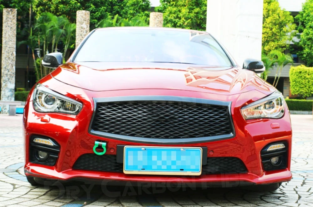 

JCYECF Автомобильная передняя сетчатая накладка для Infiniti Q50 Sedan 4-дверная решетка 2014-2020, накладка на рамку из углеродного волокна
