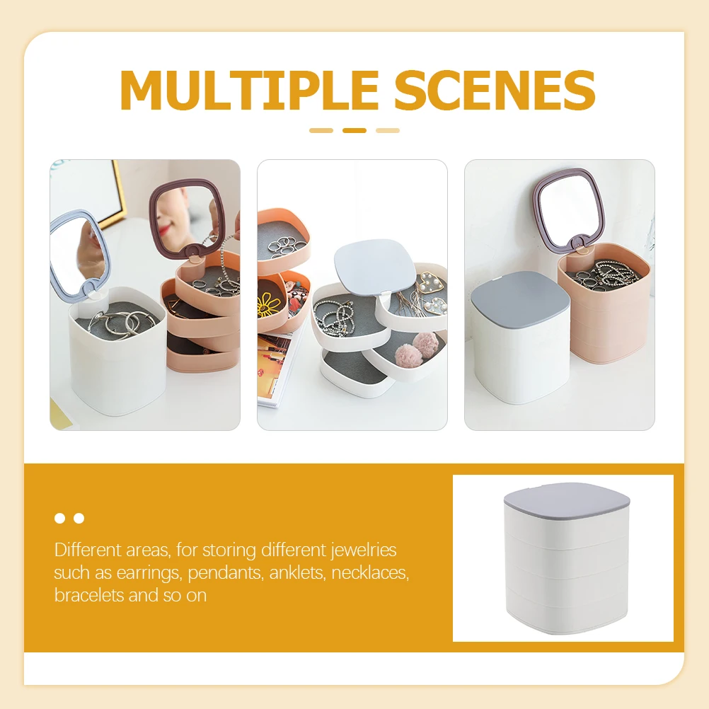 

Portable Rotatable Jewelry Storage Box For Earrings Necklaces Bracelets Anklets Pendants Desktop Trinket Organizer Case