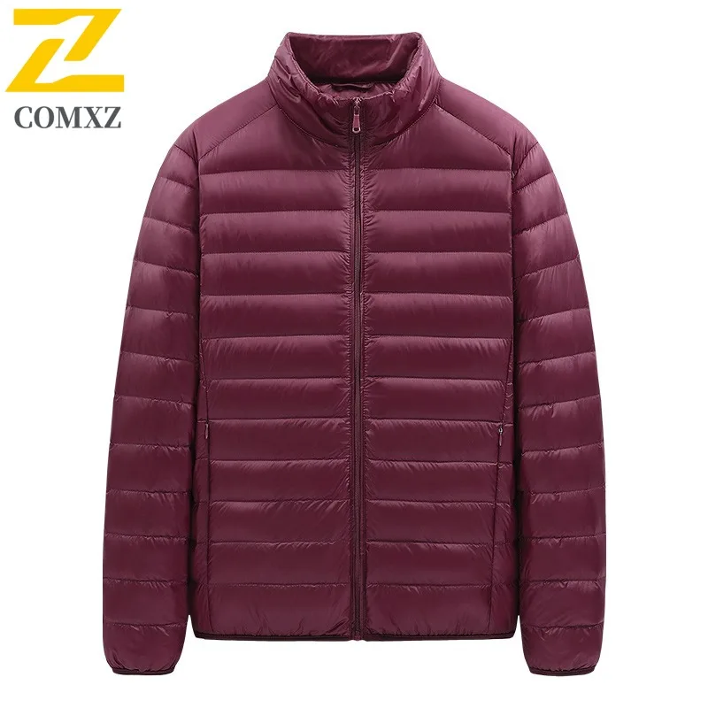 COMXZ Down Jacket Slim Fit Versatile Solid Color Warm Skiing Puffer Jacket Street Loose Minimalist Parker Coat Men's Clothing