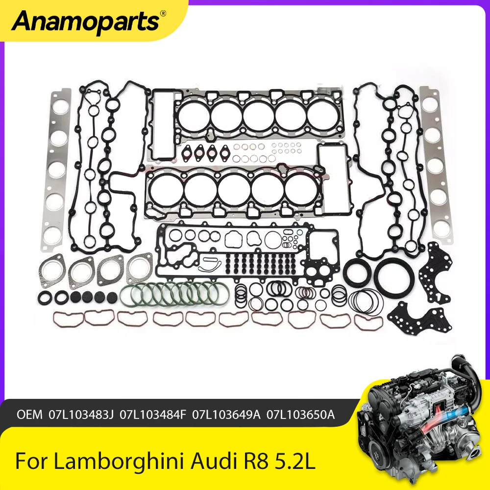 Peças de motor conjunto completo de juntas para gás 5.2 l para lamborghini gallardo huracan audi r8 5.2l v10 buj ctya cspb lp550 09-22