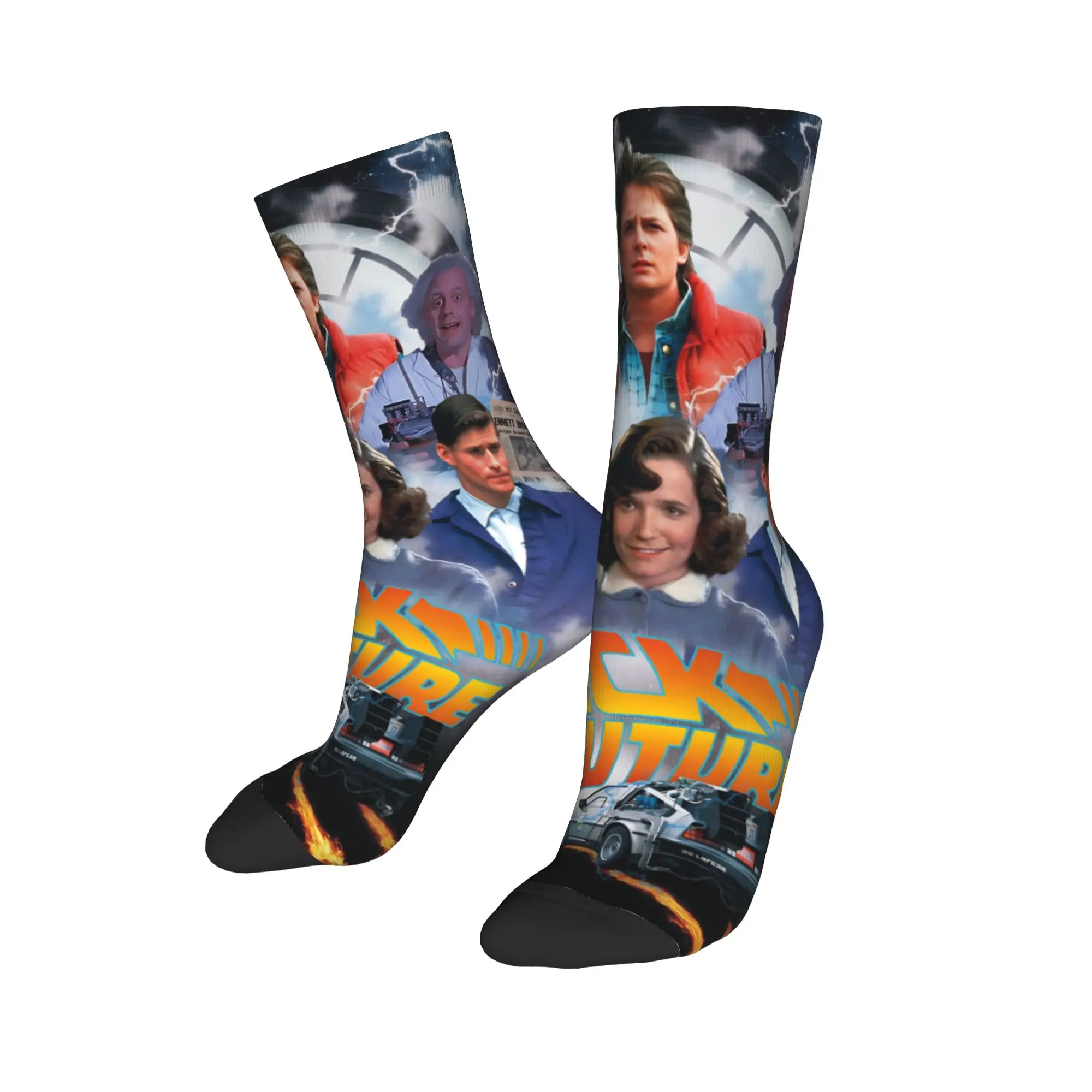 جوارب رجالية عودة إلى المستقبل جوارب مضادة للانزلاق جوارب ناعمة دافئة للخريف جوارب جري مطبوعة على الموضة #3