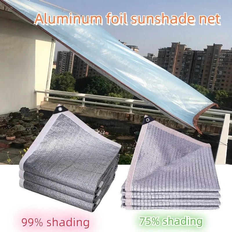 

Car Sun Shed Canopy Aluminum Foil Sunshade Net 99% Shade Rate Silver Anti-UV Awning Fence Privacy Screen Garden SunShade Mesh