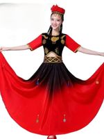 1set/lot woman ethnic dancing red costumes female xinjiang dancing clothing chinese folk dance