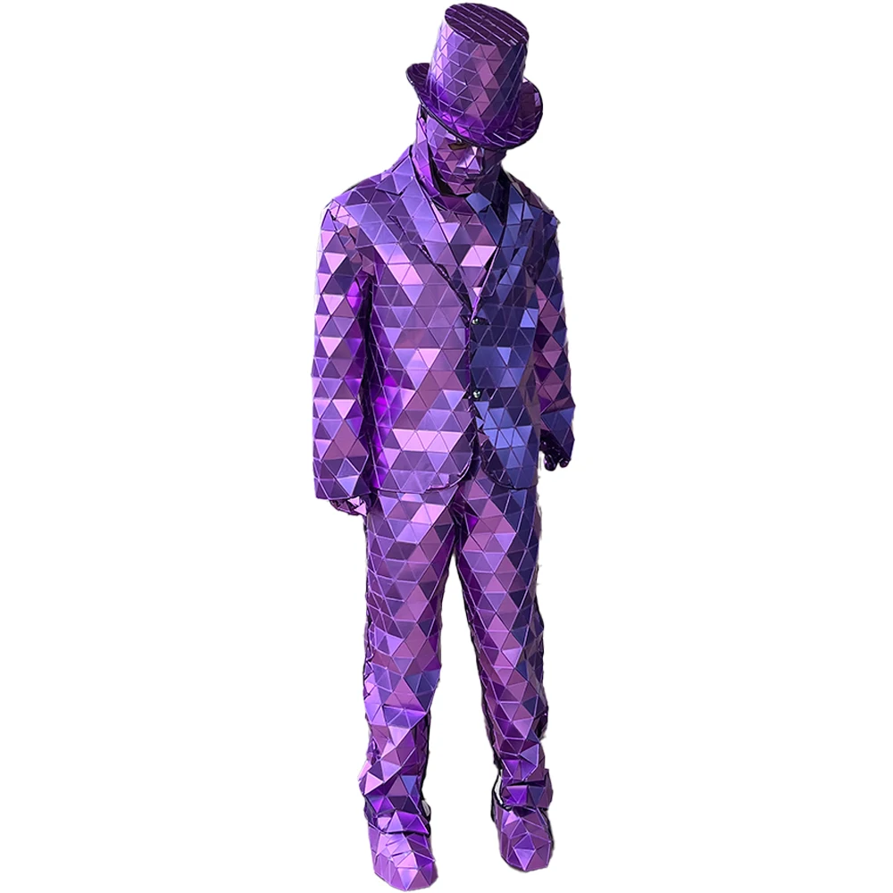 

Purple Mask Mirror Man Costume Halloween Costume Cosplay Christmas Party Stage Performance Show Shinning Future Technology Cloth