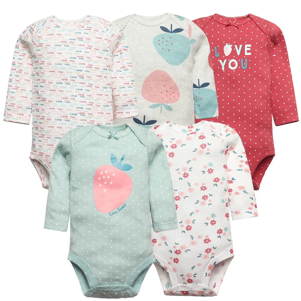 Mùa Xuân, Mùa Thu Bodysuits 3/4/5 Bộ Dài Tay Cho Bé Trai Bé Gái Quần Áo 100% Cotton Sơ Sinh Cơ Thể trẻ Sơ Sinh 0-24Month Bebe Jumpsuit