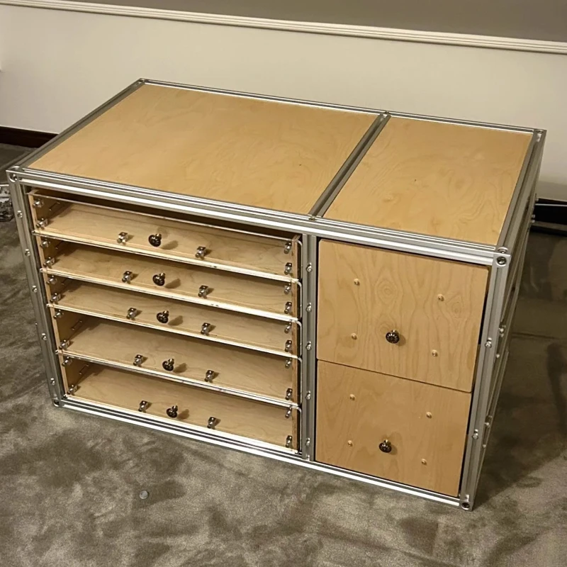 

Simple aluminum profile marine plate drawer storage cabinet multi-layer multi-grid locker dining side cabinet chest multi-functi