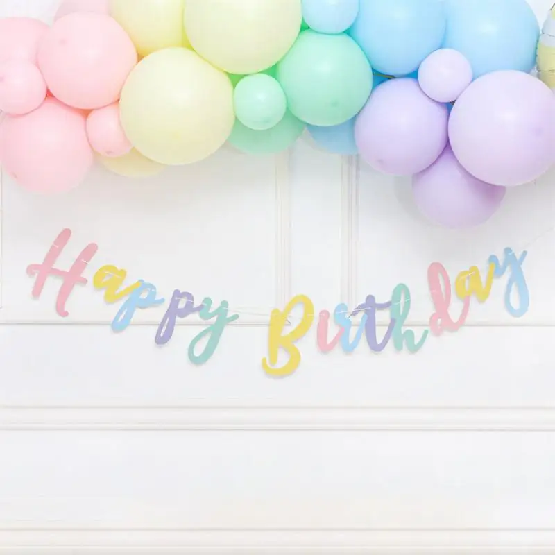 Banner de feliz cumpleaños, macarrón Pastel, guirnalda de letras coloridas para niños, bebés, adultos, mascotas, suministros de decoración para fiesta de cumpleaños