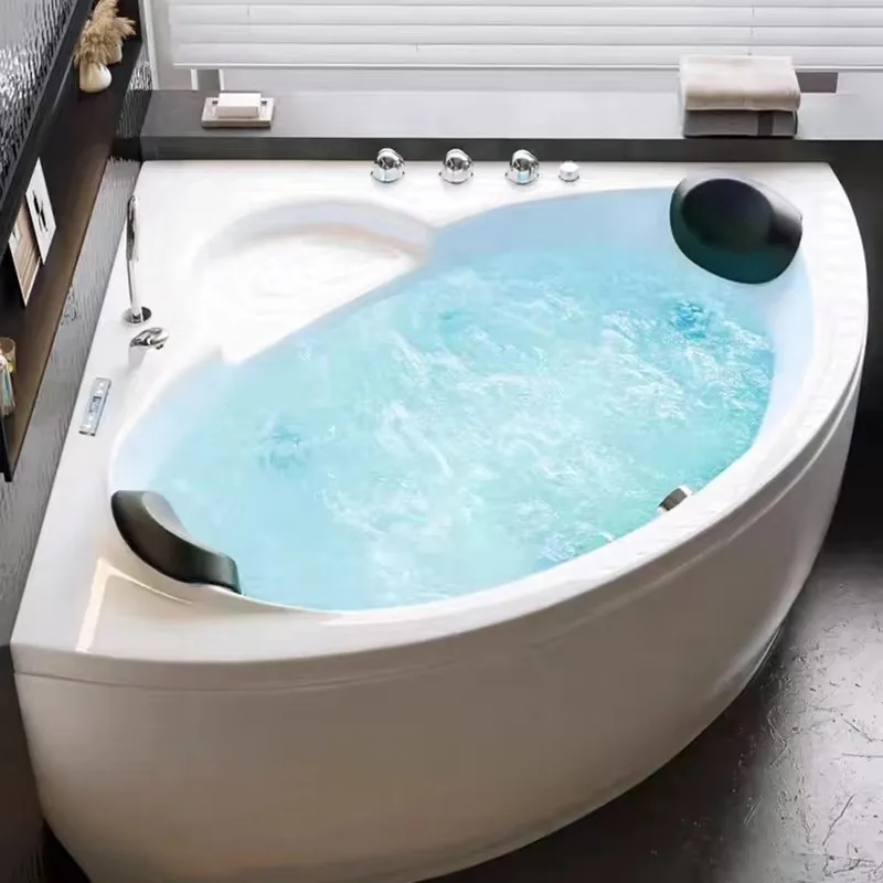 2 Person Bathroom Spa Hot Tub White Whirlpool Massage Acrylic Corner Bathtub