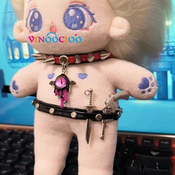 Gargantilla de algodón para muñeca, collar de ojos de diablo, cinturón de cuero, pretina con armas, estilo Punk, accesorios de bricolaje, 20cm