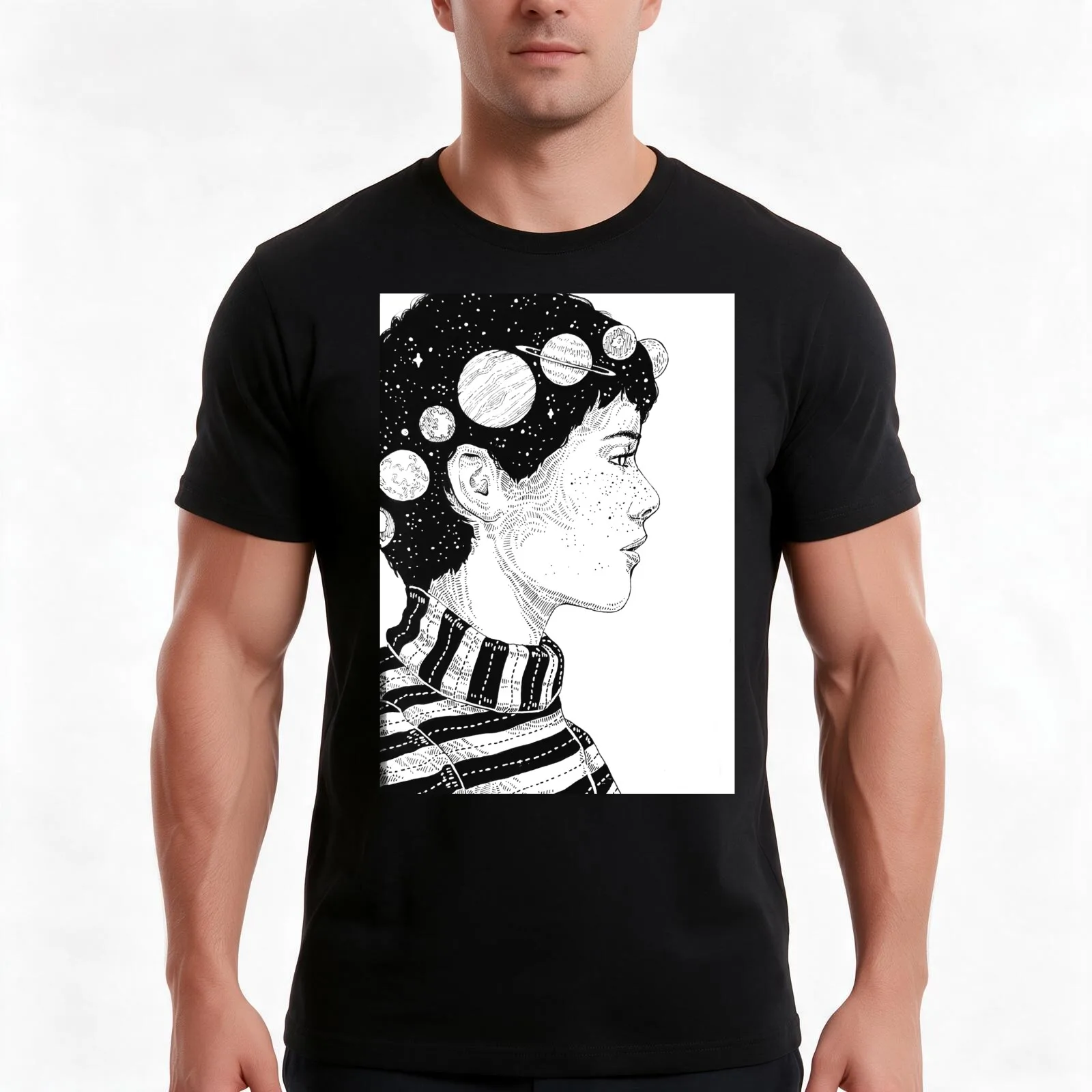 Sophia Lillis Illustration T-Shirt, Summer Casual Cotton Tee, Oversized Streetwear Tops, Vintage Graphic Print, Unisex Men Women