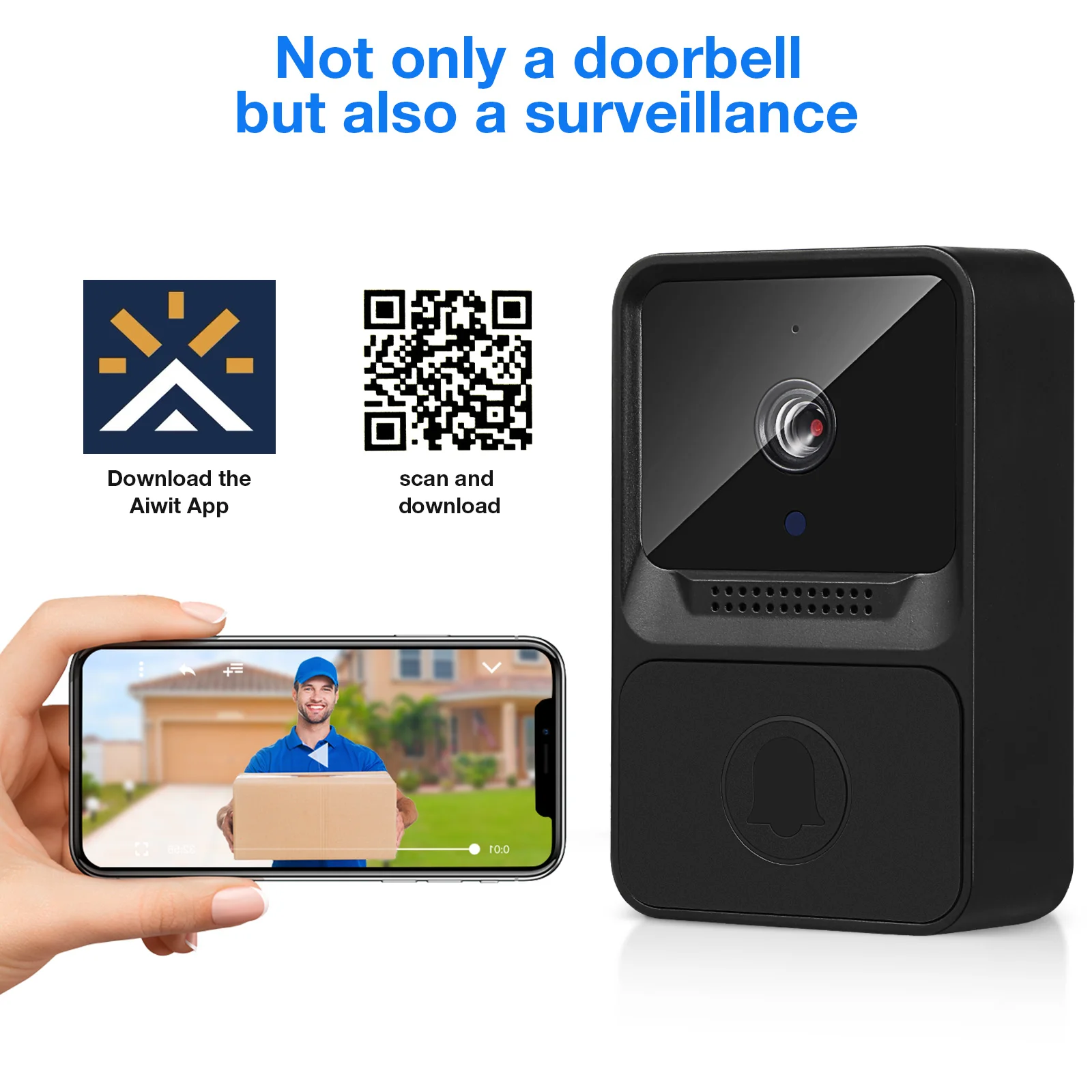 

Wireless Wifi Night Vision 1080P Hd Camera For Home Office Apartment Multiple User Sharing Voice Call Security