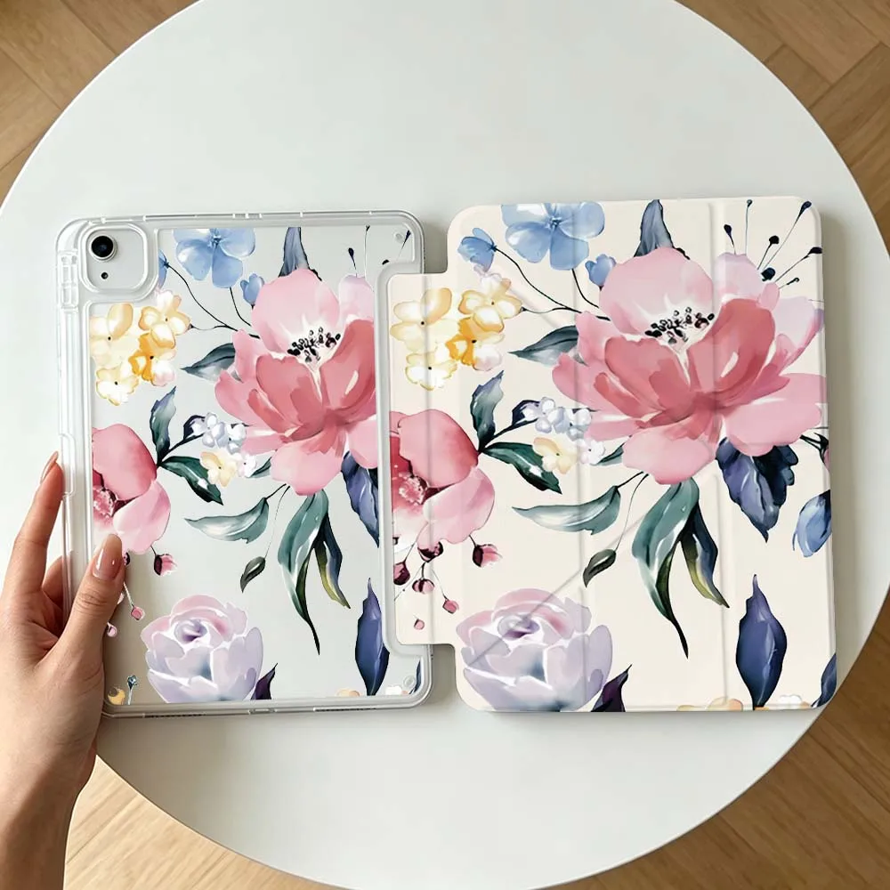 Watercolor Floral Pattern For Apple iPad Air A16 4 12th 11th 10th 7th 11 12.9 13 10.5 inch Gen 3Y Tablet Case Soft