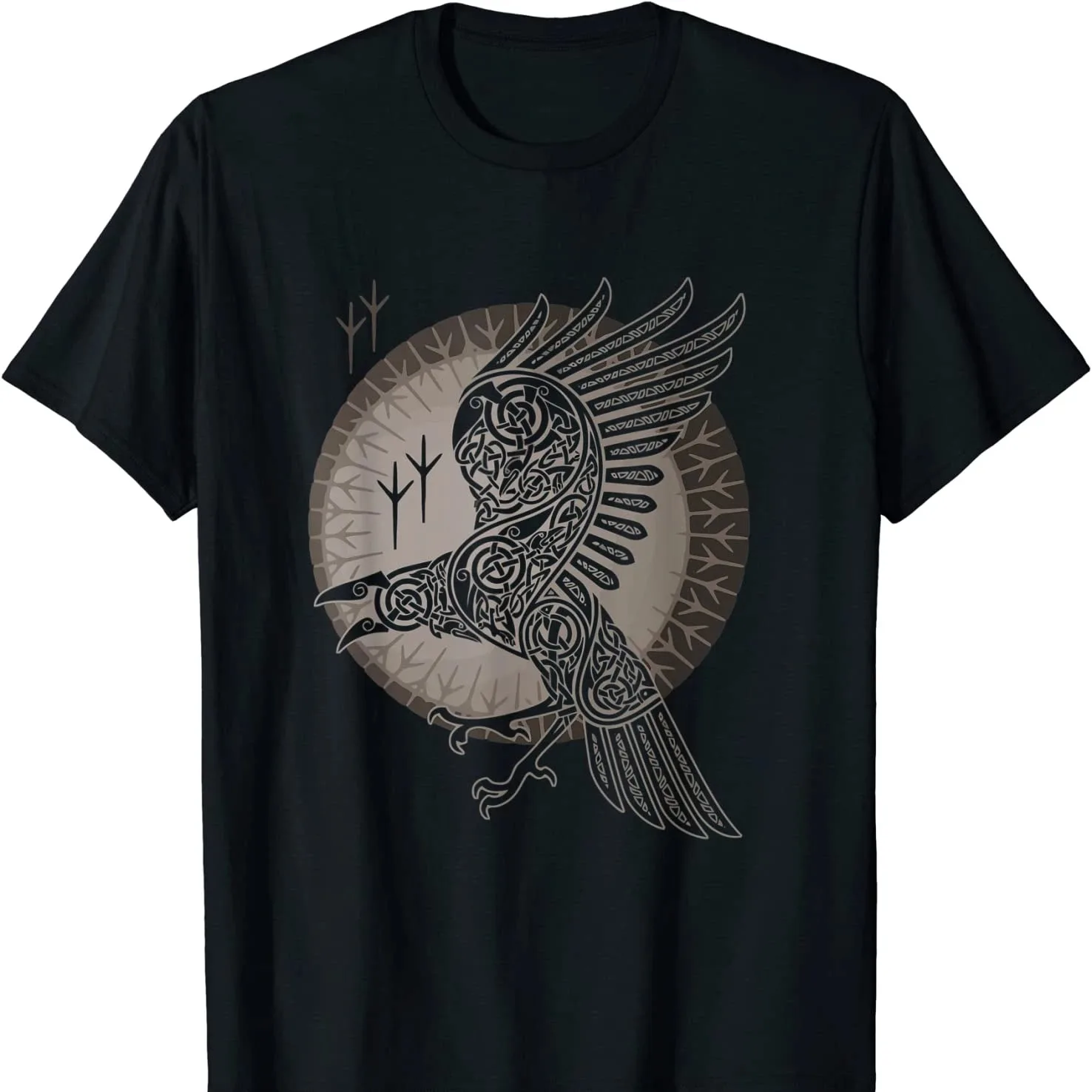 2026 Men's Vintage Odin's Raven T-Shirt Navy Black Size S-4XL