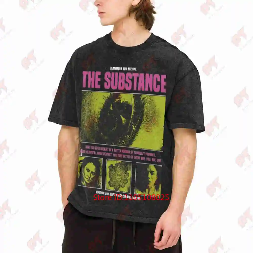 The Substance 2024 Demi Moore Body Horror Vintage Washed Tee Pure Cotton T-Shirt