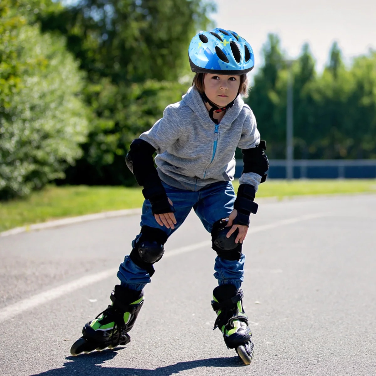 قطعة واحدة من مادة ممتازة، هدية جميلة وآمنة لعيد الميلاد وأعياد الميلاد، سكوتر التزلج على الجليد باللون الأزرق #2