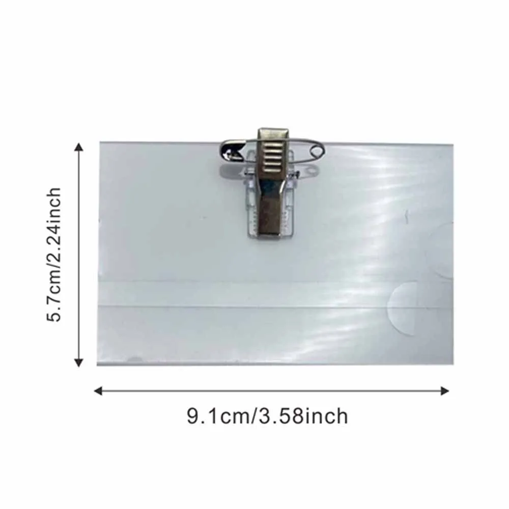 20pcs Transparent Cards ID Tag Badge Holder Clips Cards Storage Organizer Protector Employee Pass Work Card Case Sleeve
